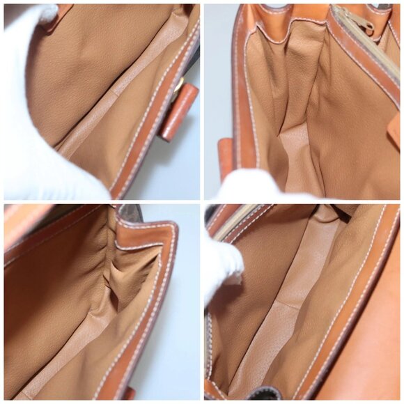 CELINE Macadam Canvas Hand Bag PVC Leather Brown Gold - Picture 13 of 15